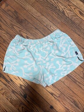 Patagonia Women's Light Aqua Palm-Print Athletic Shorts